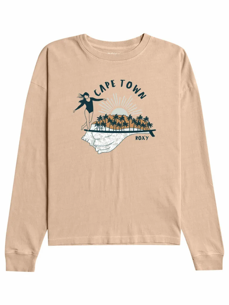 Roxy Ladies Shells Slider Boyfriend T-Shirt - BROWN XXL