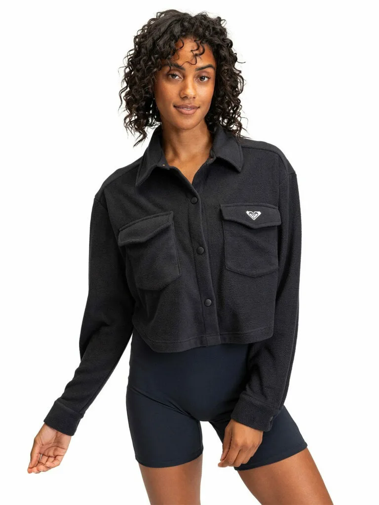Roxy Ladies Waves Of Warmth Crop Shacket - Black XXL