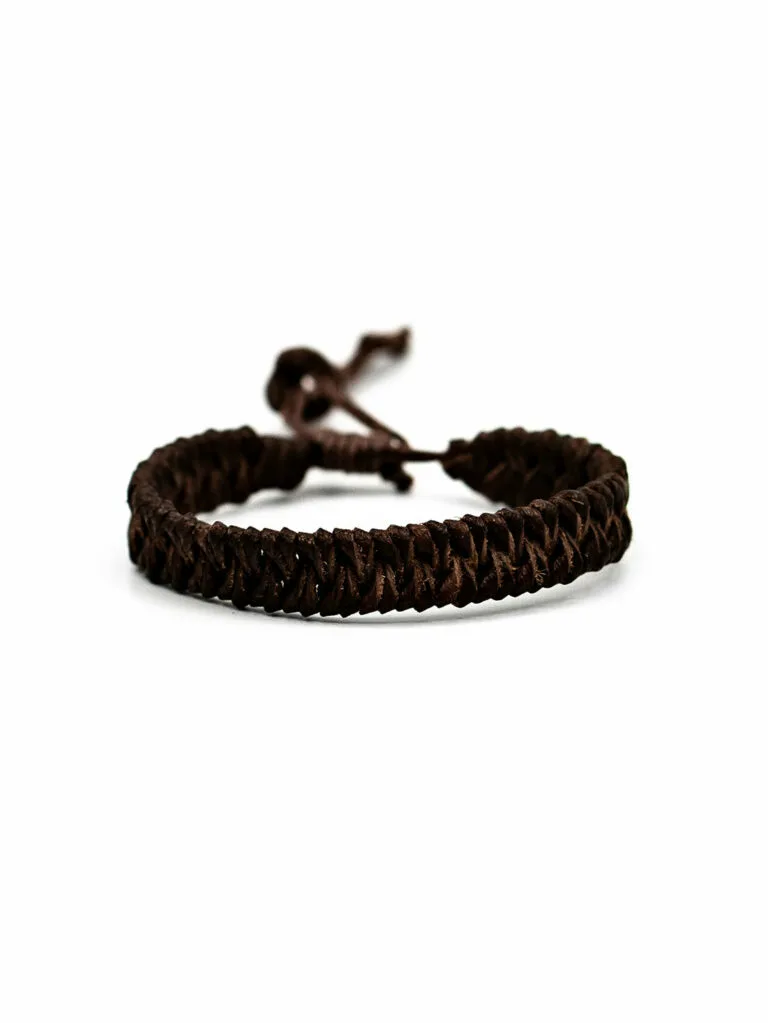 Thin Braided Leather Bracelet - No Colour One Size