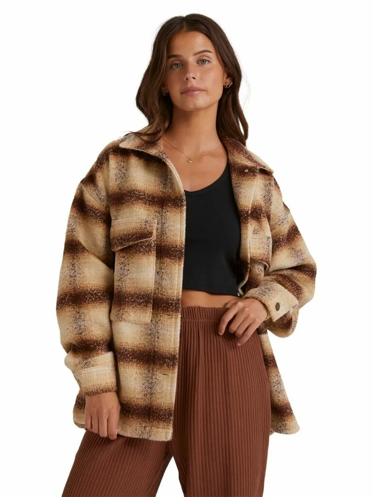 Billabong Ladies Surf Check Jacket - BROWN XXL