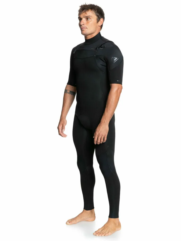 Quiksilver Men's 2/2 Sessions Short Sleeve Chest Zip - Black XL