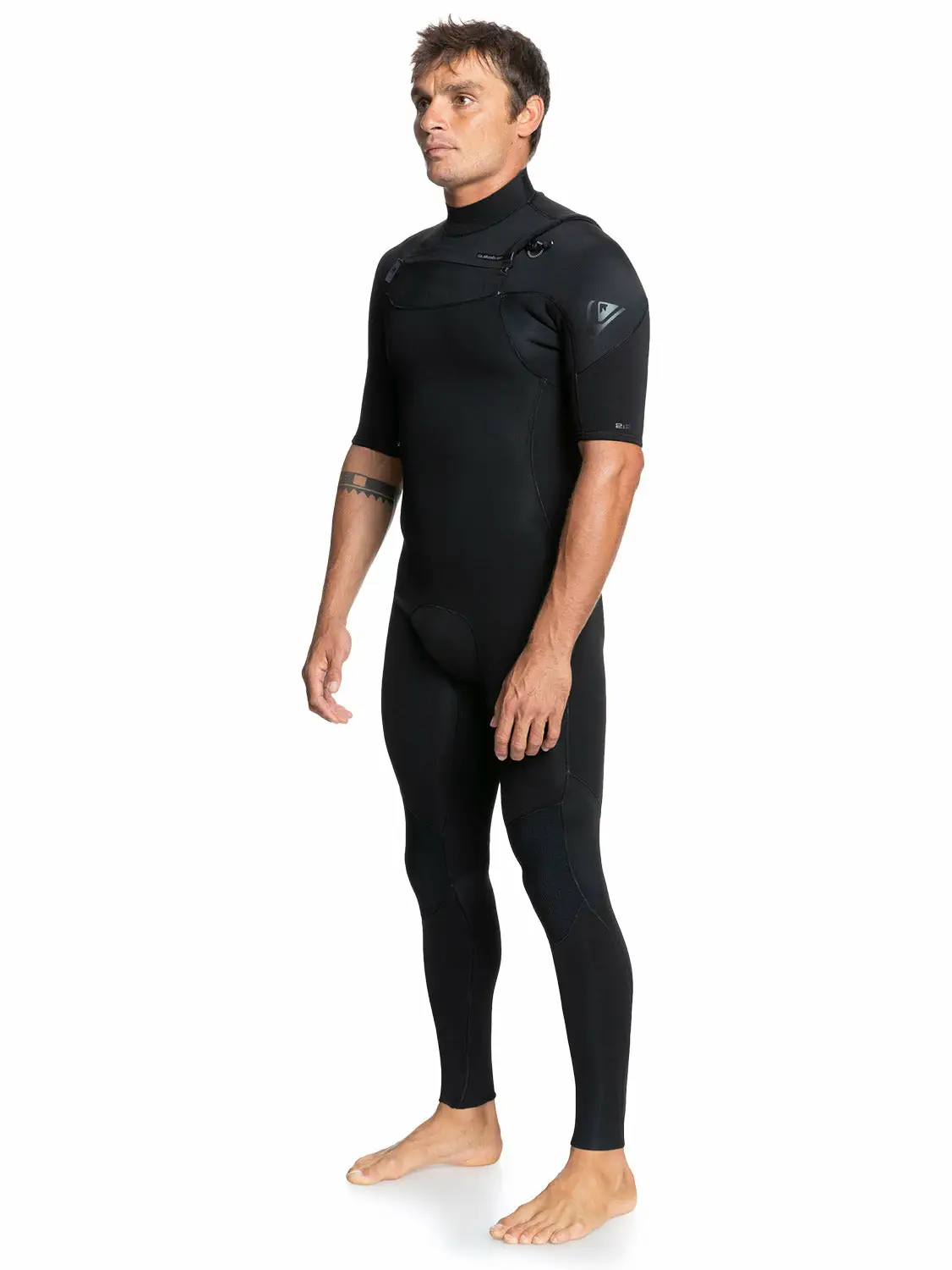Quiksilver Men's 2/2 Sessions Short Sleeve Chest Zip - Black XL