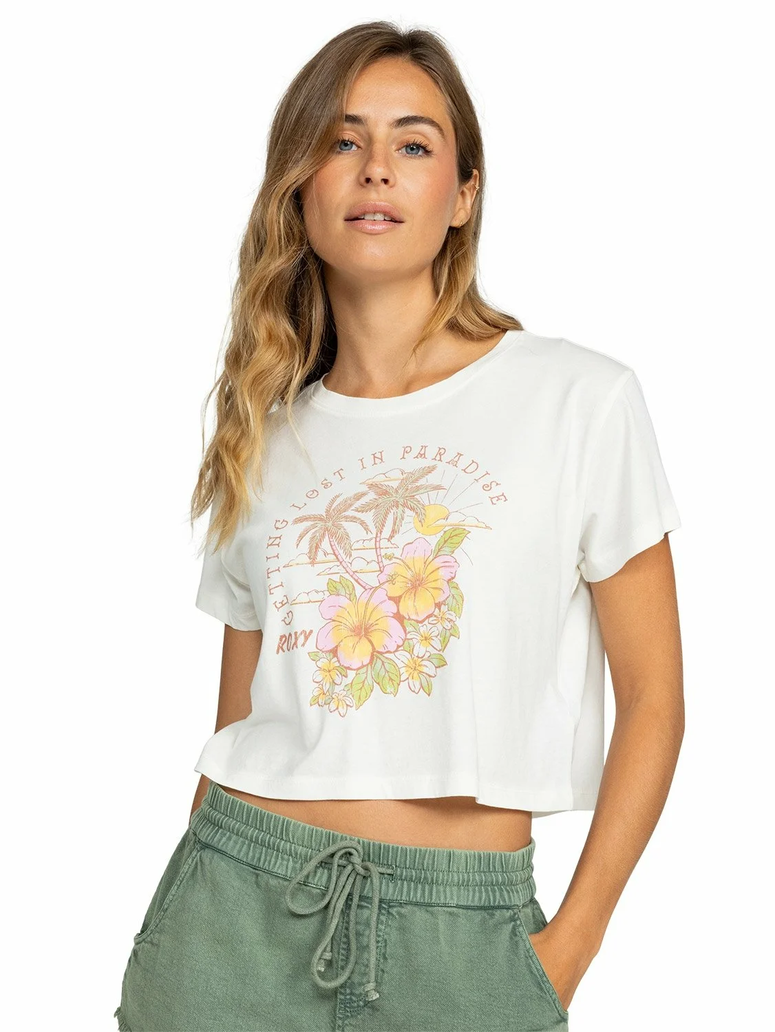 Roxy Ladies Hibiscus Paradise Tank T-Shirt - WHITE XXL